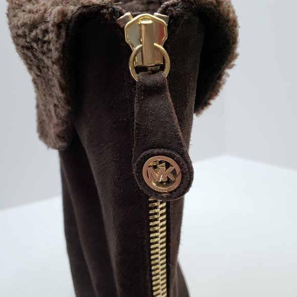 Michael Kors Fur Lined Boots Dark Brown Fold Over Sherpa Winter Boot Size 8M - Picture 10 of 12